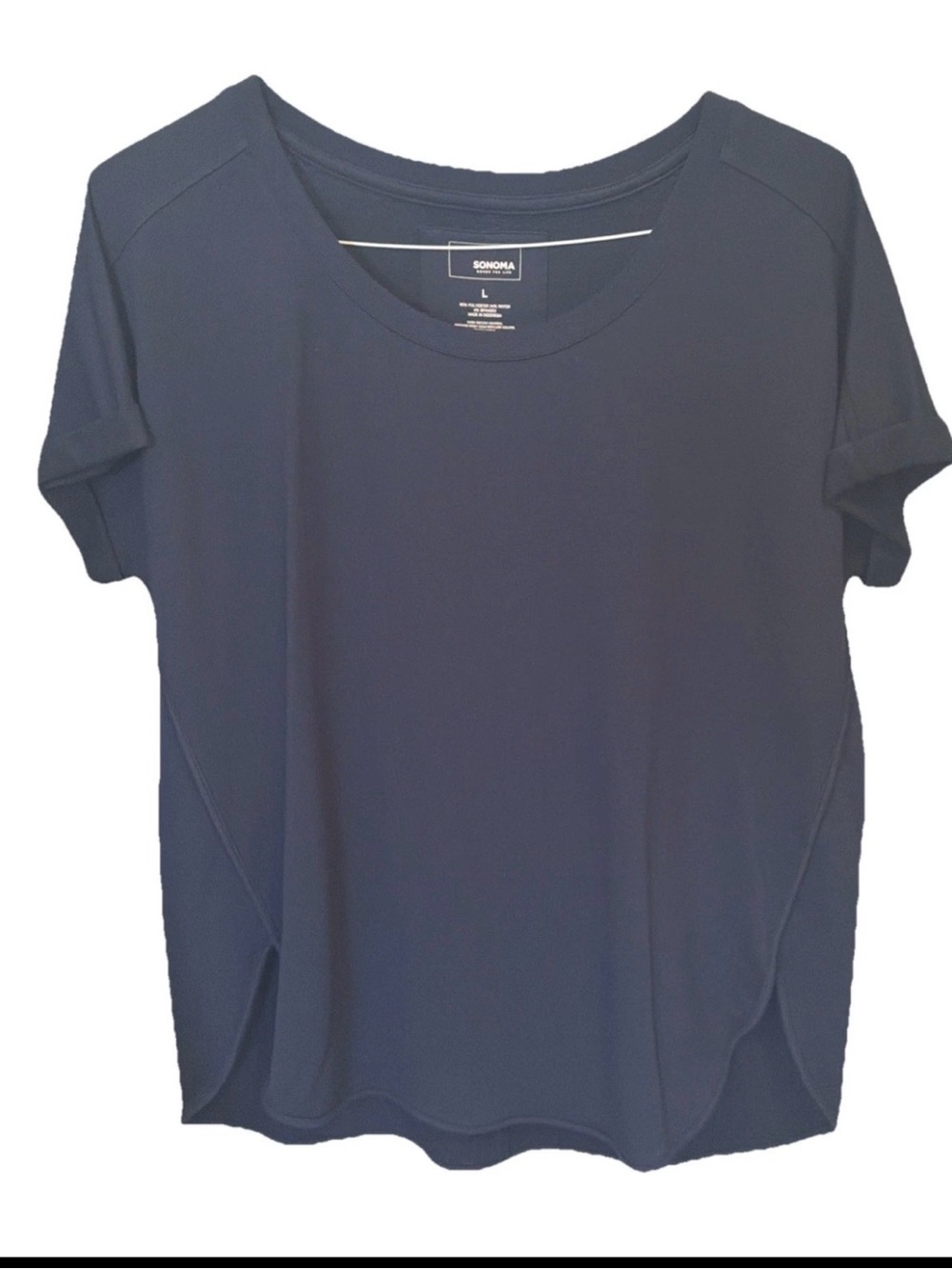 Sonoma Women’s Roll Sleeve Relaxed Fit Tee Shirt Navy Blue Size XL